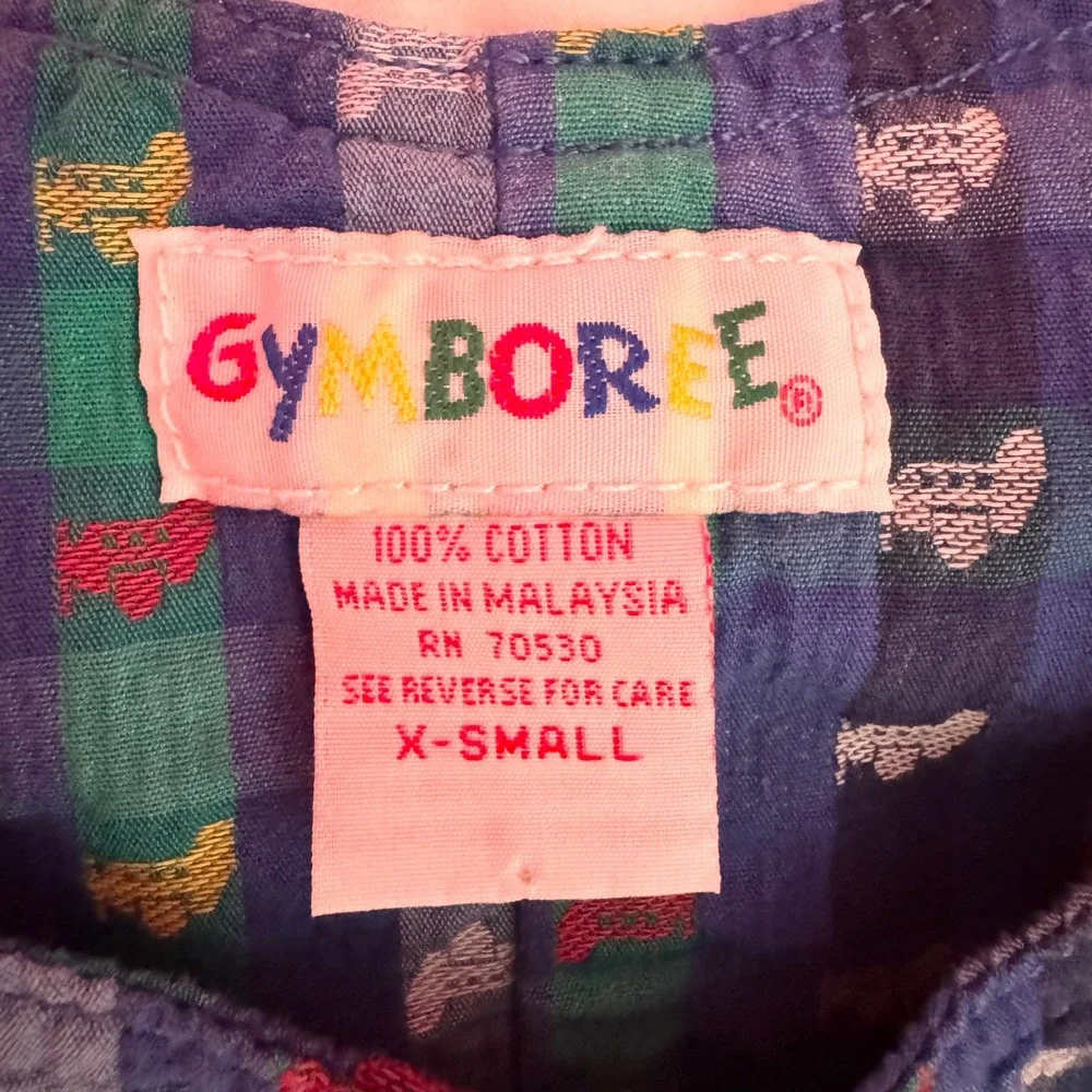 Vintage Gymboree Airplanes Colorblock Gingham Romper XS 9-18 Months Blue Green